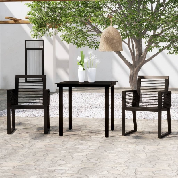 Set Mobili da Pranzo per Giardino 3 pz Nero