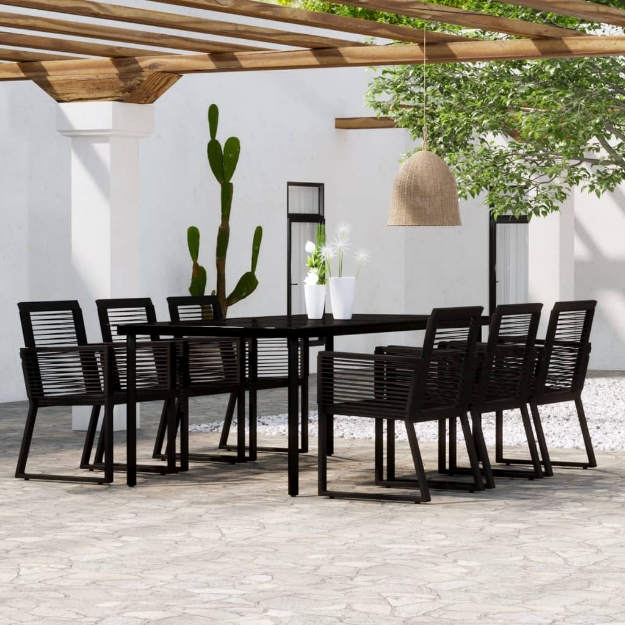 Set Mobili da Pranzo per Giardino 7 pz Nero