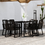 Set Mobili da Pranzo per Giardino 7 pz Nero