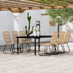 Set da Pranzo per Giardino 7 pz con Cuscini Rovere