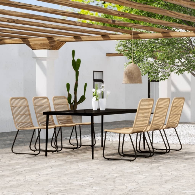 Set da Pranzo per Giardino 7 pz con Cuscini Rovere