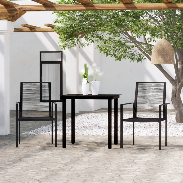 Set Mobili da Pranzo per Giardino 3 pz Nero