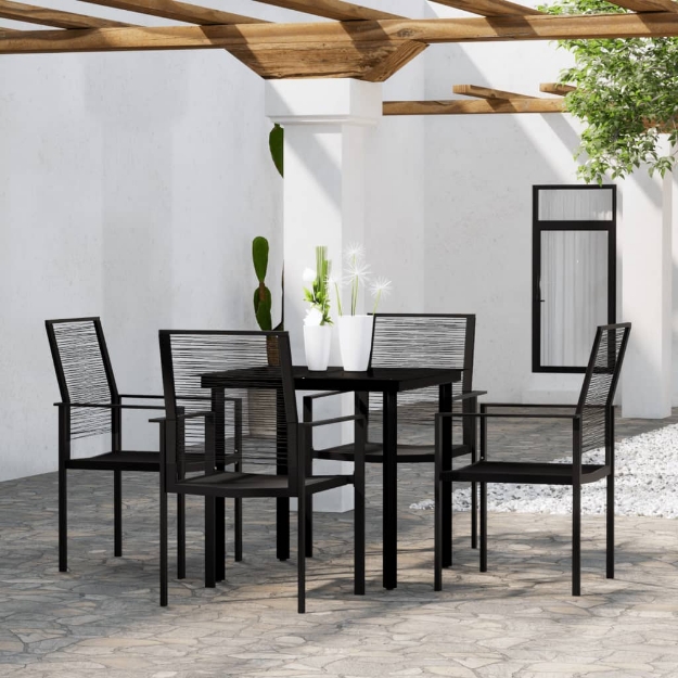 Set Mobili da Pranzo per Giardino 5 pz Nero