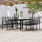 Set Mobili da Pranzo da Giardino 7 pz Nero