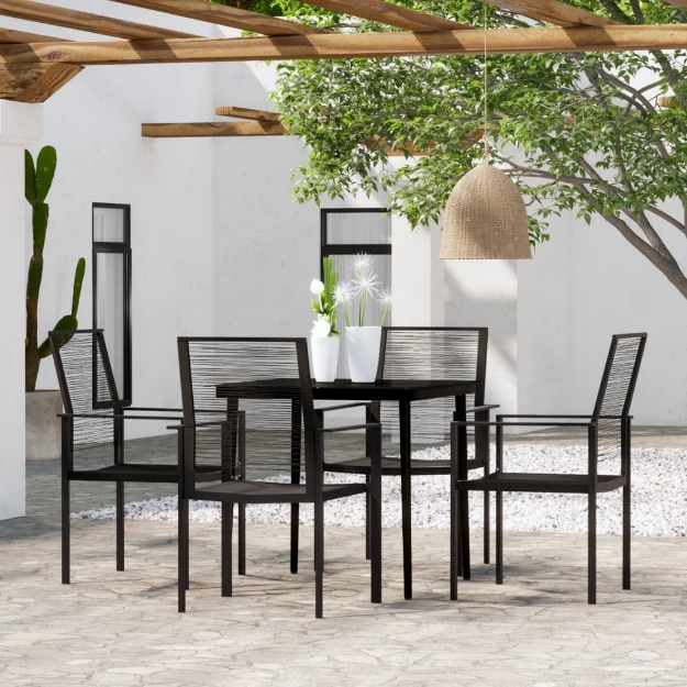 Set Mobili da Pranzo per Giardino 5 pz Nero