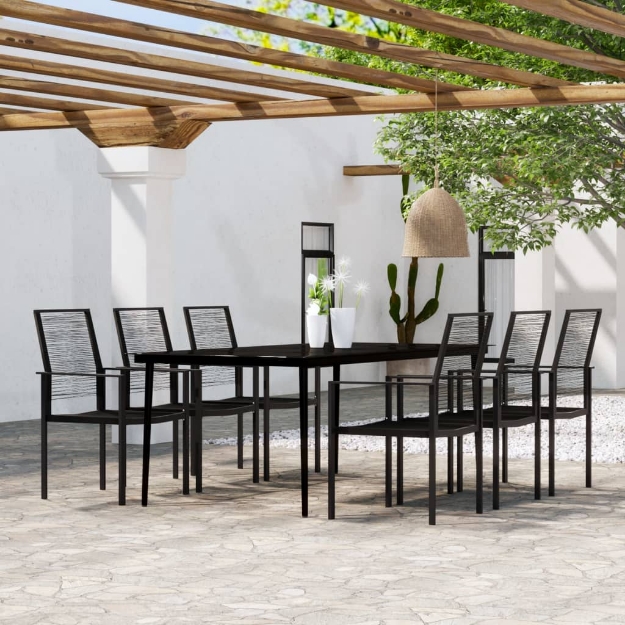 Set Mobili da Pranzo da Giardino 7 pz Nero