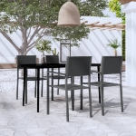 Set Mobili da Pranzo per Giardino 5 pz Nero