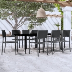 Set da Pranzo da Giardino 9 pz Nero