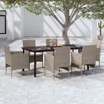 Set da Pranzo per Giardino 7 pz con Cuscini Beige e Nero