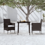 Set da Pranzo per Giardino 3 pz con Cuscini Nero