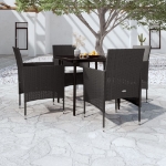 Set Mobili da Pranzo per Giardino 5 pz con Cuscini Nero