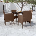 Set da Pranzo da Giardino Marrone e Nero 5 pz con Cuscini