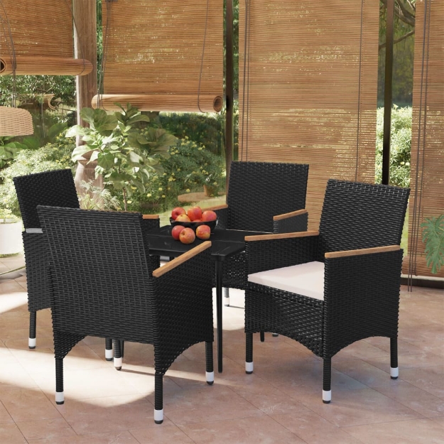 Set Mobili da Pranzo per Giardino 5 pz con Cuscini Nero