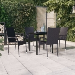 Set Mobili da Pranzo per Giardino 5 pz Nero