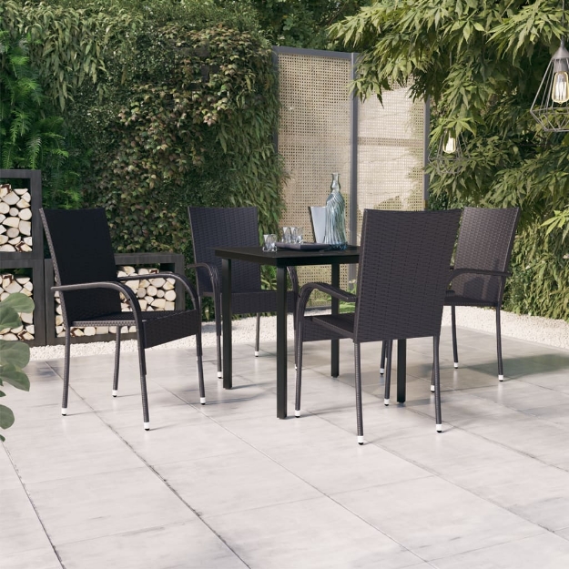 Set Mobili da Pranzo per Giardino 5 pz Nero