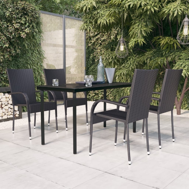 Set Mobili da Pranzo per Giardino 5 pz Nero