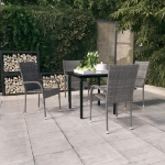 Set Mobili da Pranzo per Giardino 5 pz Grigio e Nero