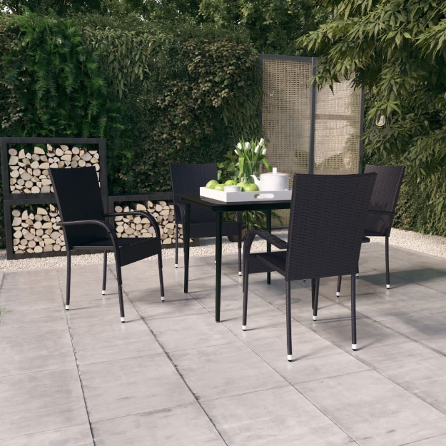 Set Mobili da Pranzo per Giardino 5 pz Nero