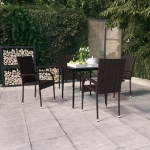 Set da Pranzo per Giardino 5 pz Marrone e Nero