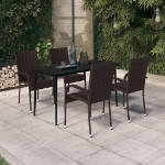 Set da Pranzo da Giardino 5 pz Marrone e Nero