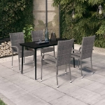 Set Mobili da Pranzo da Giardino Grigio e Nero 5 pz