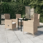 Set da Pranzo da Giardino Beige 5 pz con Cuscini