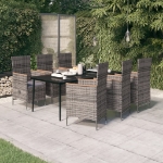 Set Mobili da Pranzo da Giardino 7 pz con Cuscini Grigio