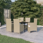 Set Mobili da Pranzo per Giardino con Cuscini 7 pz Beige