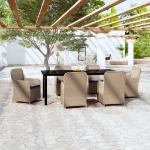 Set Mobili da Pranzo da Giardino 7 pz con Cuscini Marrone