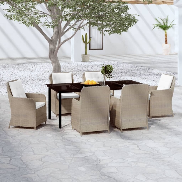 Set Mobili da Pranzo per Giardino 7 pz Marrone