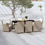 Set Mobili da Pranzo per Giardino 9 pz Marrone