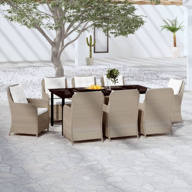 Set Mobili da Pranzo per Giardino 9 pz Marrone