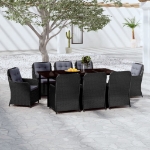 Set Mobili da Pranzo per Giardino 9 pz Nero