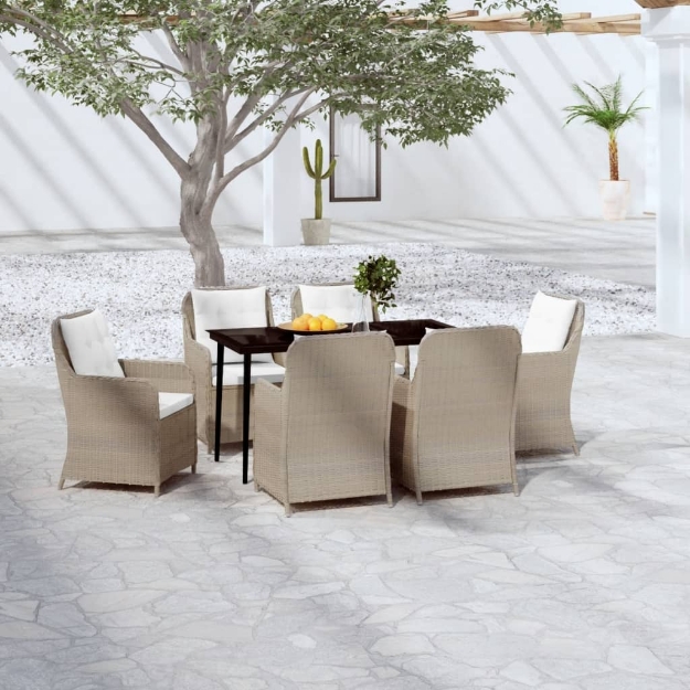 Set Mobili da Pranzo per Giardino 7 pz Marrone