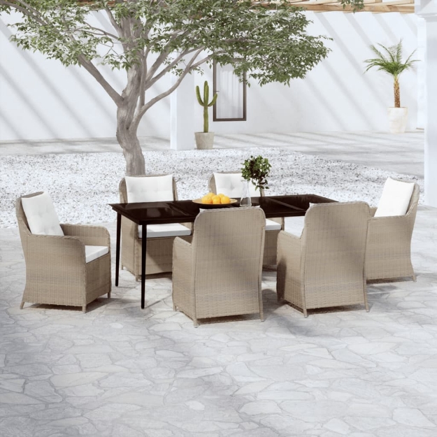 Set Mobili da Pranzo per Giardino 7 pz Marrone