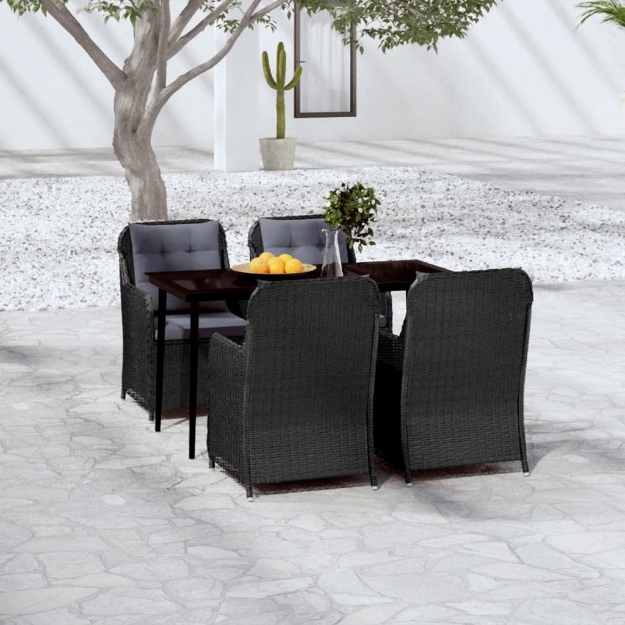 Set Mobili da Pranzo per Giardino 5 pz Nero