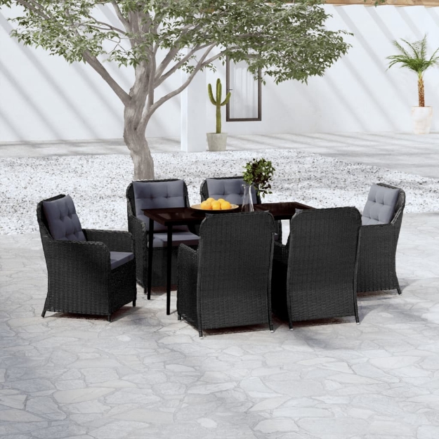 Set Mobili da Pranzo per Giardino 7 pz Nero