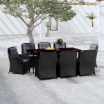 Set Mobili da Pranzo per Giardino 9 pz Nero