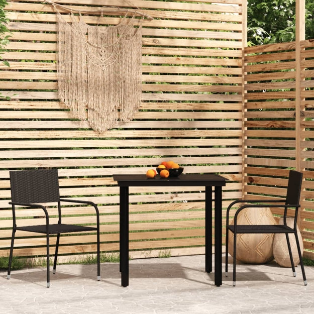 Set Mobili da Pranzo per Giardino 3 pz Nero