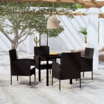 Set Mobili da Pranzo per Giardino 5 pz Nero