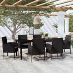 Set Mobili da Pranzo per Giardino 7 pz Nero