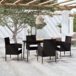 Set Mobili da Pranzo per Giardino 5 pz Nero