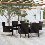 idaXL Set Mobili da Pranzo per Giardino 7 pz Nero