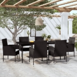 idaXL Set Mobili da Pranzo per Giardino 7 pz Nero