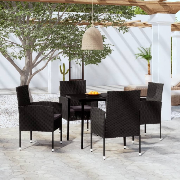 Set Mobili da Pranzo per Giardino 5 pz Nero