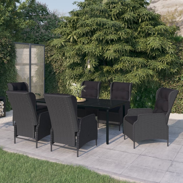 Set Mobili da Pranzo per Giardino 7 pz Grigio Scuro