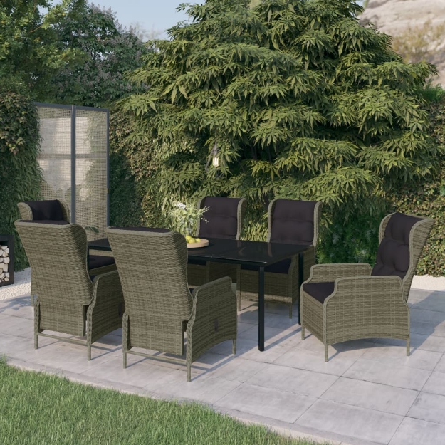 Set Mobili da Pranzo per Giardino 7 pz Marrone