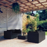 Set Divani da Giardino 5 pz con Cuscini in Polyrattan Nero