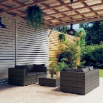 Set Divani da Giardino 5 pz con Cuscini in Polyrattan Grigio