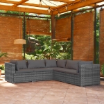 Set Divani da Giardino con Cuscini 5 pz in Polyrattan Grigio